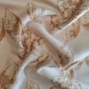 Tesatura Jacquard cu fir de lurex - design floral, Crem - Auriu