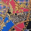 Tesatura din matase naturala, usor satinata - design Versace, Rosu - Negru - Auriu - Albastru