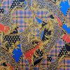 Tesatura din matase naturala, usor satinata - design Versace, Rosu - Negru - Auriu - Albastru