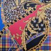 Tesatura din matase naturala, usor satinata - design Versace, Rosu - Negru - Auriu - Albastru