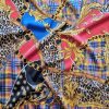 Tesatura din matase naturala, usor satinata - design Versace, Rosu - Negru - Auriu - Albastru