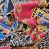 Tesatura din matase naturala, usor satinata - design Versace, Rosu - Negru - Auriu - Albastru