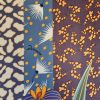 Voal satinat din mătase naturală - design exotic , Multicolor
