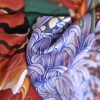 Voal satinat din mătase naturală - design exotic , Multicolor