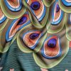 Voal satinat din mătase naturală - design exotic , Multicolor