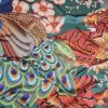 Voal satinat din mătase naturală - design exotic , Multicolor