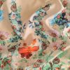 Tesatura din bumbac imprimat, panou cu design floral, Multicolor