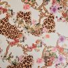 Tesatura jacquard din bumbac cu elastan  - design floral & animal print , Multicolor