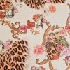 Tesatura jacquard din bumbac cu elastan  - design floral & animal print , Multicolor