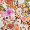 Tesatura jacquard din bumbac cu elastan  - design floral & animal print , Multicolor