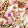 Tesatura jacquard din bumbac cu elastan  - design floral & animal print , Multicolor