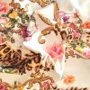 Tesatura jacquard din bumbac cu elastan  - design floral & animal print , Multicolor
