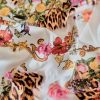 Tesatura jacquard din bumbac cu elastan  - design floral & animal print , Multicolor