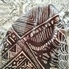 Tesatura din bumbac - tip batist cu motive geometrice , Alb - Negru