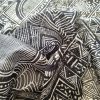 Tesatura din bumbac - tip batist cu motive geometrice , Alb - Negru