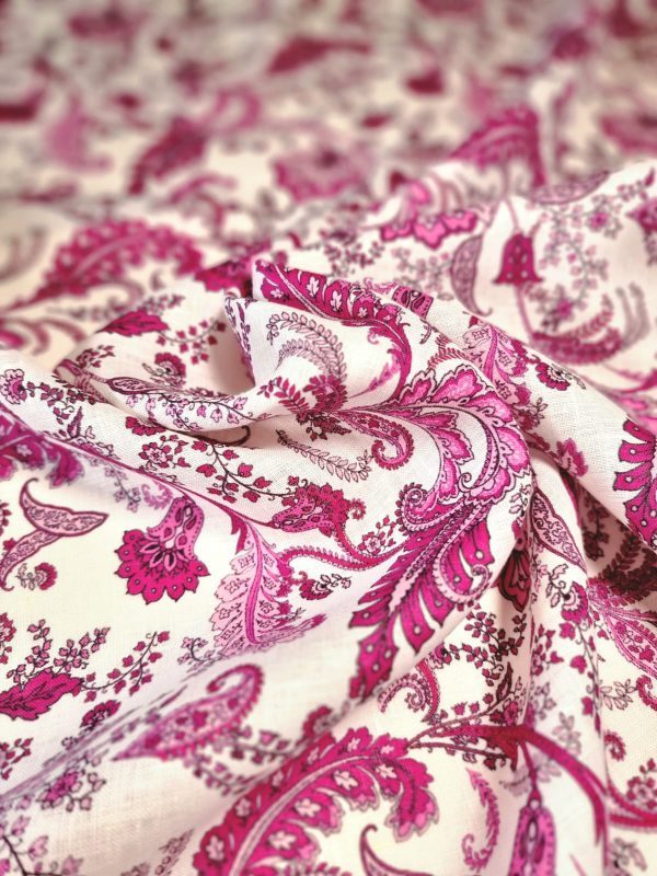 Țesătură din in imprimat cu motive paisley - design Etro