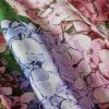 Țesătură din mătase Naturală- twill cu design floral, Rosu - Albastru - Lavanda - Verde