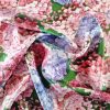 Țesătură din mătase Naturală- twill cu design floral, Rosu - Albastru - Lavanda - Verde