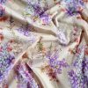 Tesatura din bumbac brodat si imprimat cu glicina - design floral