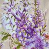 Tesatura din bumbac brodat si imprimat cu glicina - design floral