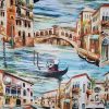 Tesatura din matase naturala cu elastan -  peisaj reinterpretat Venetia
