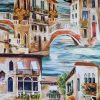 Tesatura din matase naturala cu elastan -  peisaj reinterpretat Venetia