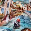 Tesatura din matase naturala cu elastan -  peisaj reinterpretat Venetia