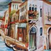 Tesatura din matase naturala cu elastan -  peisaj reinterpretat Venetia