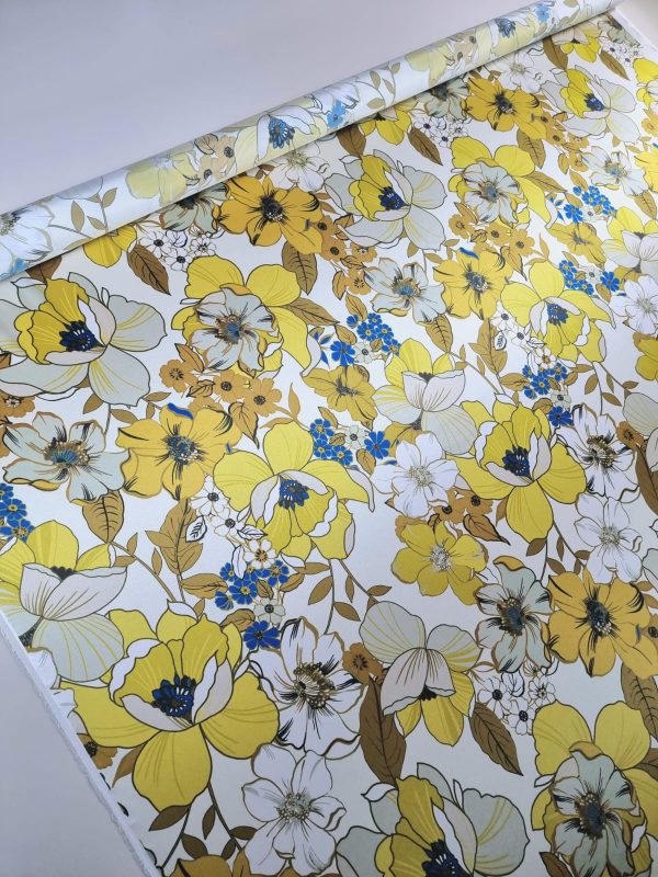 Tesatura din matase naturala cu elastan -  design floral