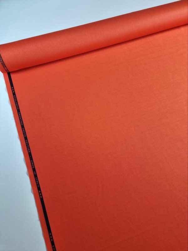 Stofa din lana cu elastan - design uni, Portocaliu – orange