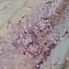 Dantela cu broderie pe tulle roz cu paiete și margele , Roz – Lila