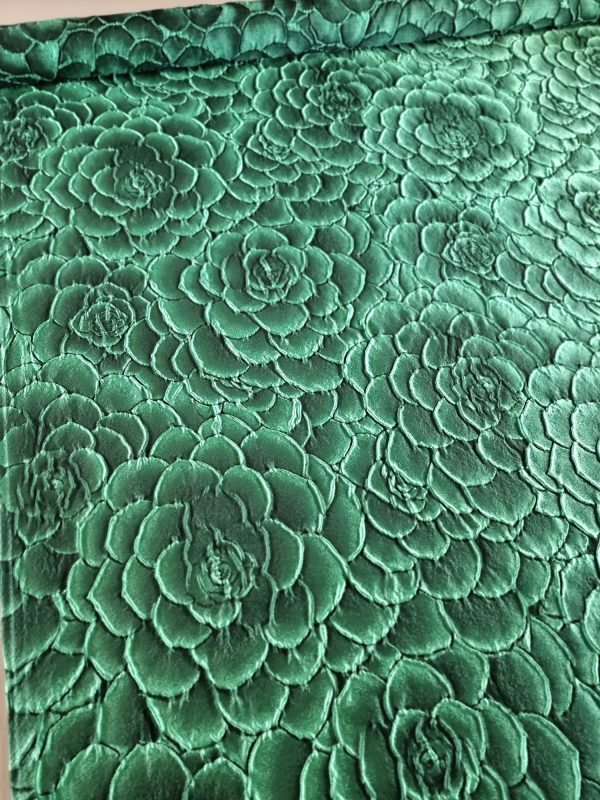 Tesatura Jacquard - design floral, Verde