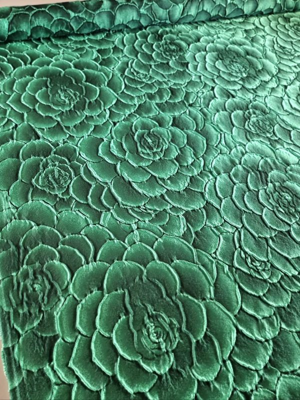 Tesatura Jacquard - design floral, Verde