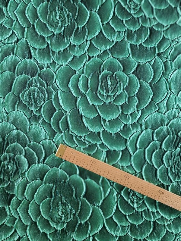 Tesatura Jacquard - design floral, Verde