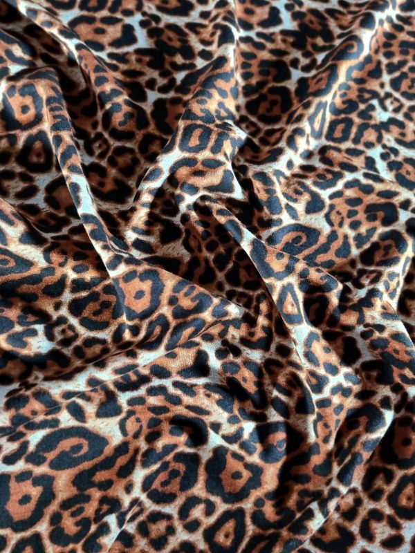 Țesătură plina tip jerse - design animal print, Maro roscat – Maro inchis