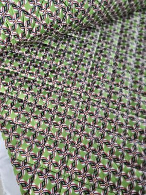 Tesatura matlase - design geometric, Verde – Negru - Roscat