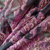 Tesatura  jacquard tip organza cu fir metalizat, Roz/Negru - imagine 3