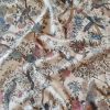 Tesatura din bumbac - denim cu design exotic, Multicolor pe fond bej deschis