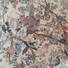 Tesatura din bumbac - denim cu design exotic, Multicolor pe fond bej deschis - imagine 8