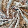 Tesatura din bumbac - denim cu design exotic, Multicolor pe fond bej deschis - imagine 6