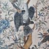 Tesatura din bumbac - denim cu design exotic, Multicolor pe fond bej deschis - imagine 5
