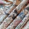 Tesatura din bumbac - denim cu design exotic, Multicolor pe fond bej deschis - imagine 2