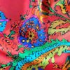 Tesatura din matase naturala - design Floral, Multicolor- fond portocaliu - imagine 6