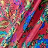 Tesatura din matase naturala - design Floral, Multicolor- fond portocaliu - imagine 5