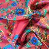 Tesatura din matase naturala - design Floral, Multicolor- fond portocaliu - imagine 2