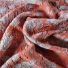 Tesatura  jacquard - design reliefat cu tematica florala, Portocaliu cărămiziu - imagine 3