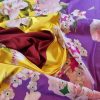 Tesatura crepe din matase naturala cu bordură laterala și design floral, Multicolor - imagine 9