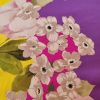 Tesatura crepe din matase naturala cu bordură laterala și design floral, Multicolor - imagine 7