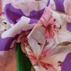 Tesatura crepe din matase naturala cu bordură laterala și design floral, Multicolor - imagine 6