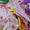 Tesatura crepe din matase naturala cu bordură laterala și design floral, Multicolor - imagine 3